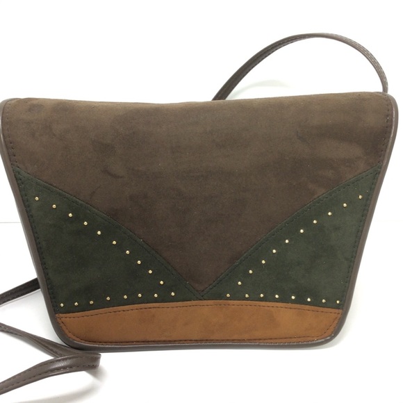 NWOT Faux Suede ColorBlock Small Shoulder Bag - Picture 1 of 10